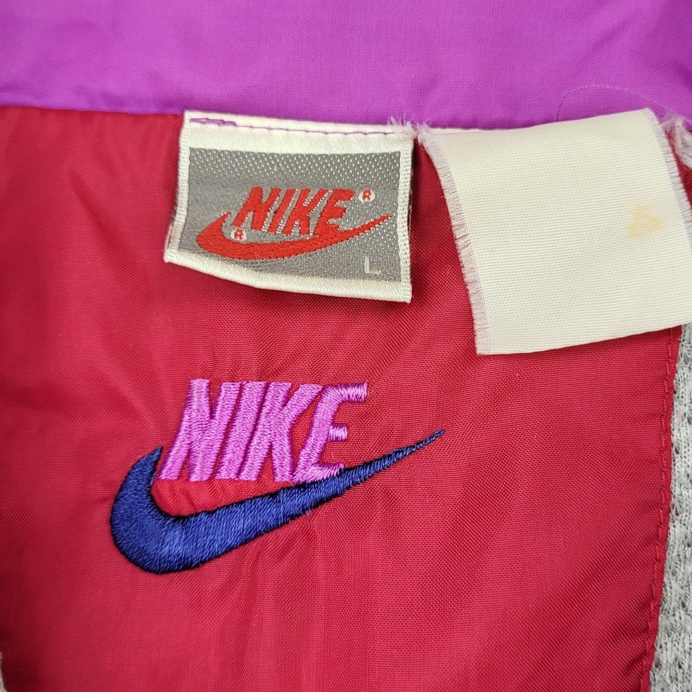 Vintage Nike 90s Colorblock Windbreaker Jacket Red Purple Blue Grey Label Large - Picture 7 of 11